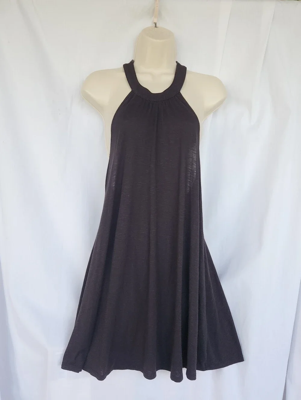 Hollister Black Open Back Swimming Suit Cover Up Mini Dress XS-M Lightweight